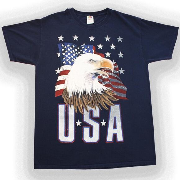 Navy Blue Vintage Y2k American Eagle USA Graphic Tee - Picture 1 of 5